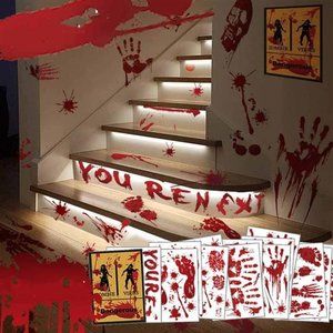 Halloween Decorations, 135PCS Scary Floor Window Stickers, 14 Sheets Creepy